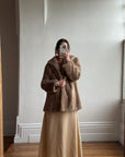 Vintage 60s Latte Faux Fur Mid Length Coat