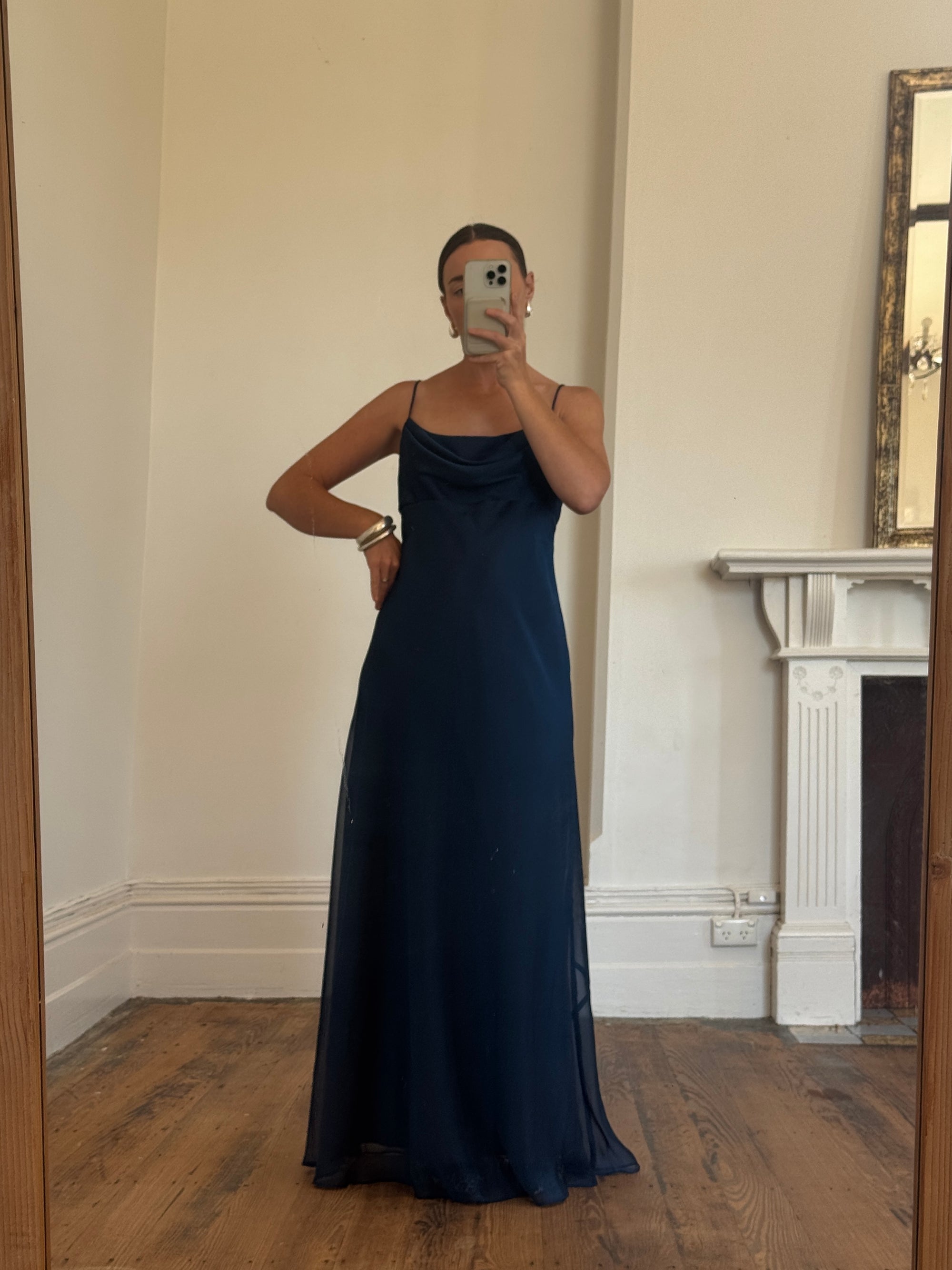 Vintage 90s Australian Made Navy Spaghetti Strap Dress