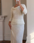 Vintage 80s Sequin Pure Silk Two Piece Bridal Set