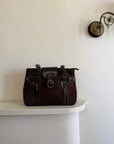 Vintage 90s Chocolate Suede Leather Buckle Handbag