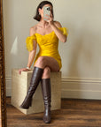 Vintage 90s Pure Silk Mini Dress Sunshine Yellow