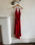Vintage 90s Pure Silk High Low Halter Dress Scarlett