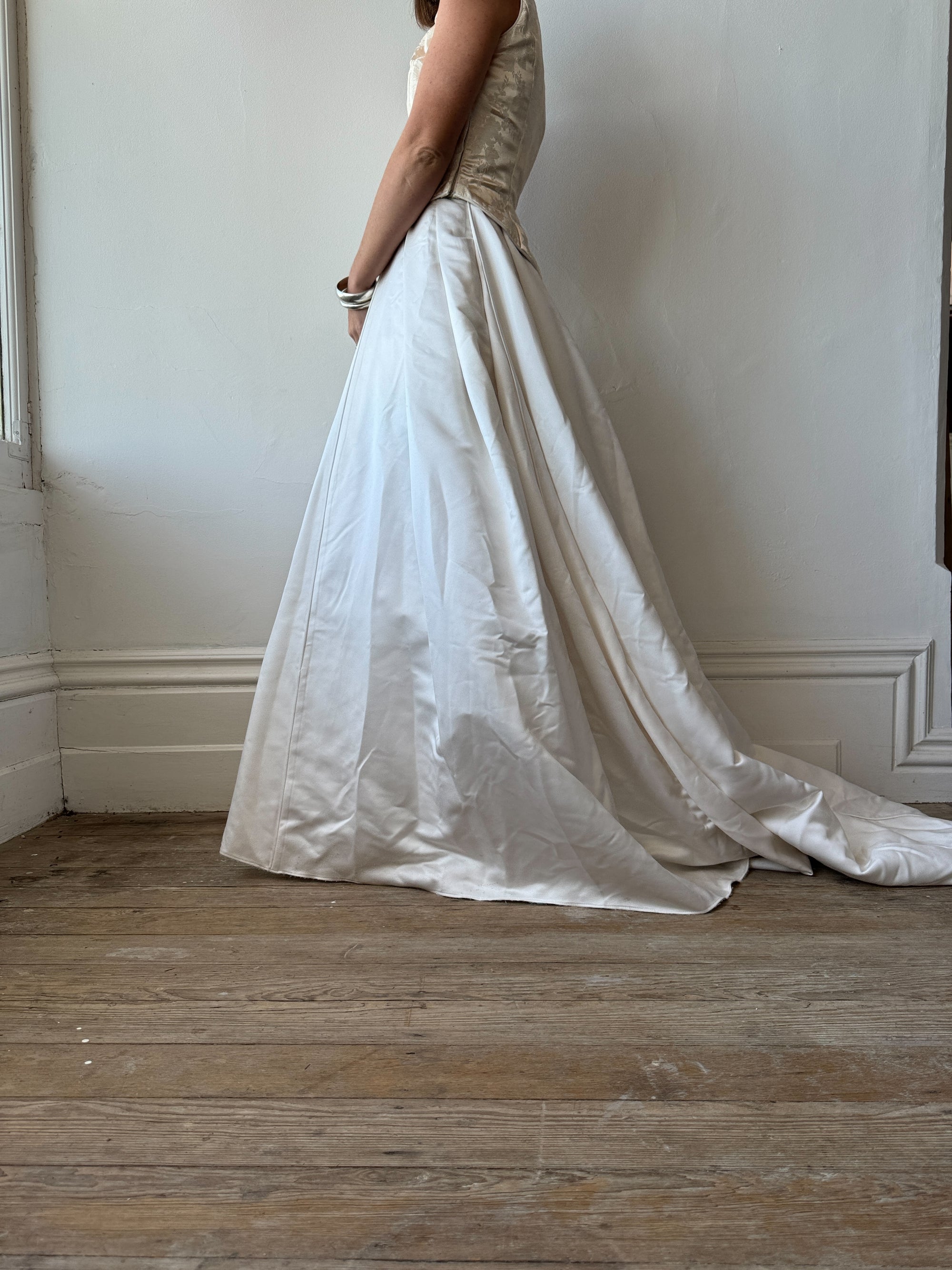Vintage 90s Brocade Corset and Princess Satin Skirt Bridal Set