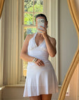 Vintage Y2K Jersey Halter Mini Dress White