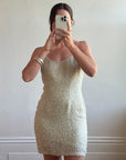 Vintage 90s Naeem Khan Silk Crystal Embellished Mini Dress