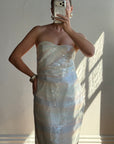Vintage 90s Pure Silk Pastel Sequin Party Dress