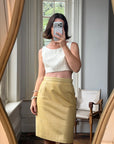 Vintage 90s Escada Butter Ostrich Leather Pencil Skirt