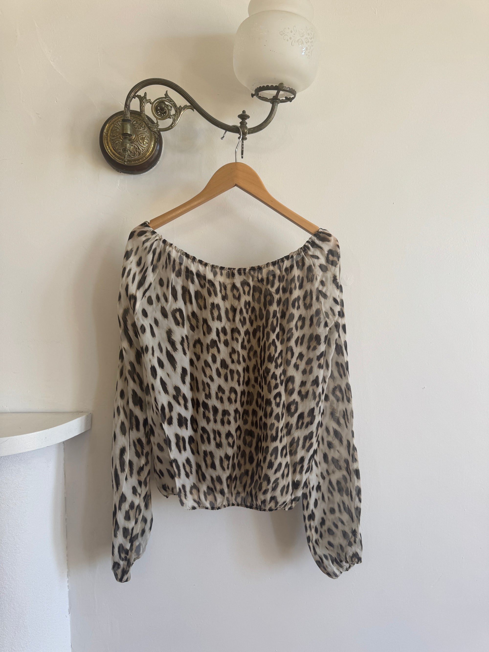 Vintage Y2K Blumarine Pure Silk Leopard Drawstring Blouse