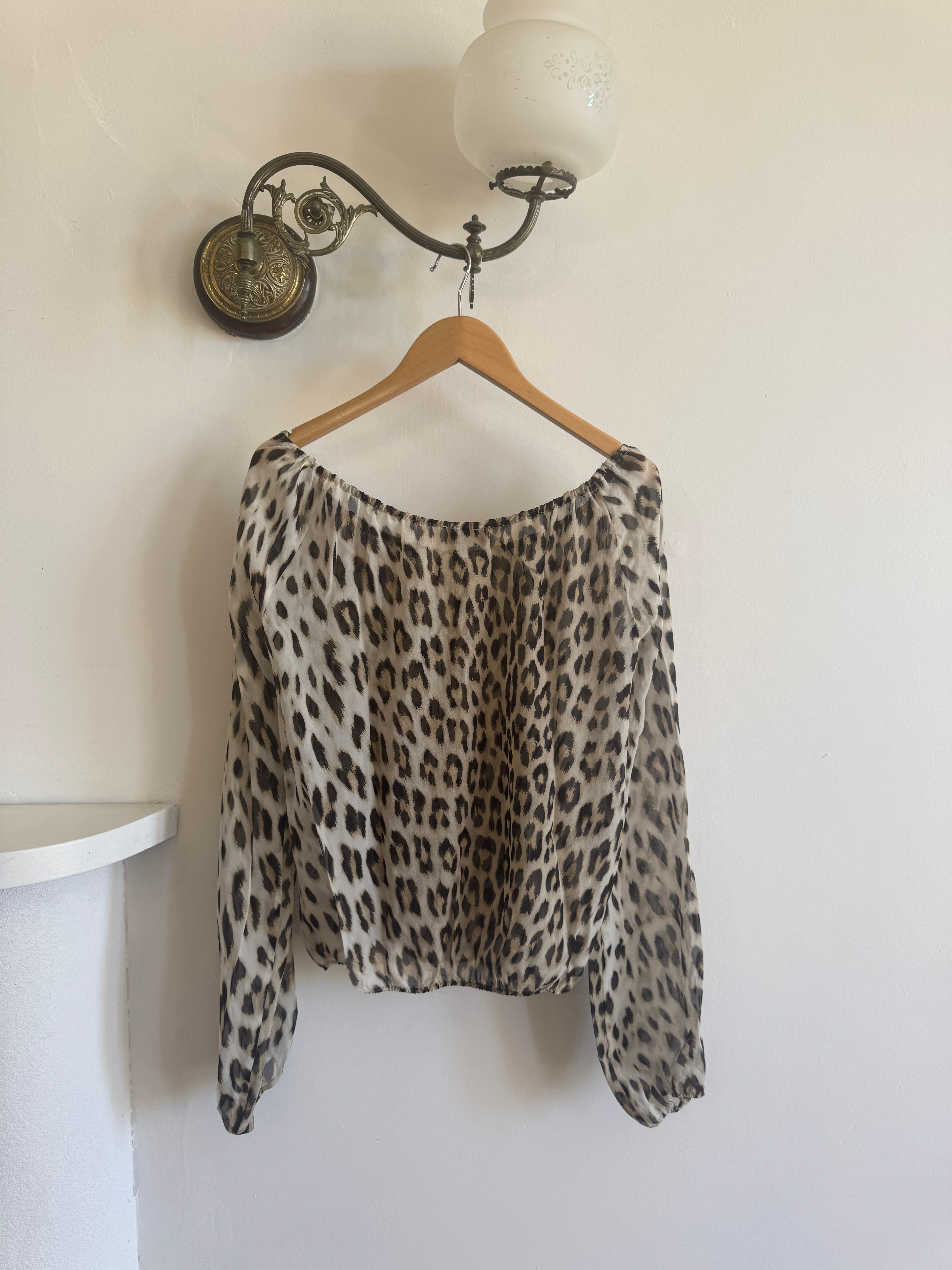 Vintage Y2K Blumarine Pure Silk Leopard Drawstring Blouse