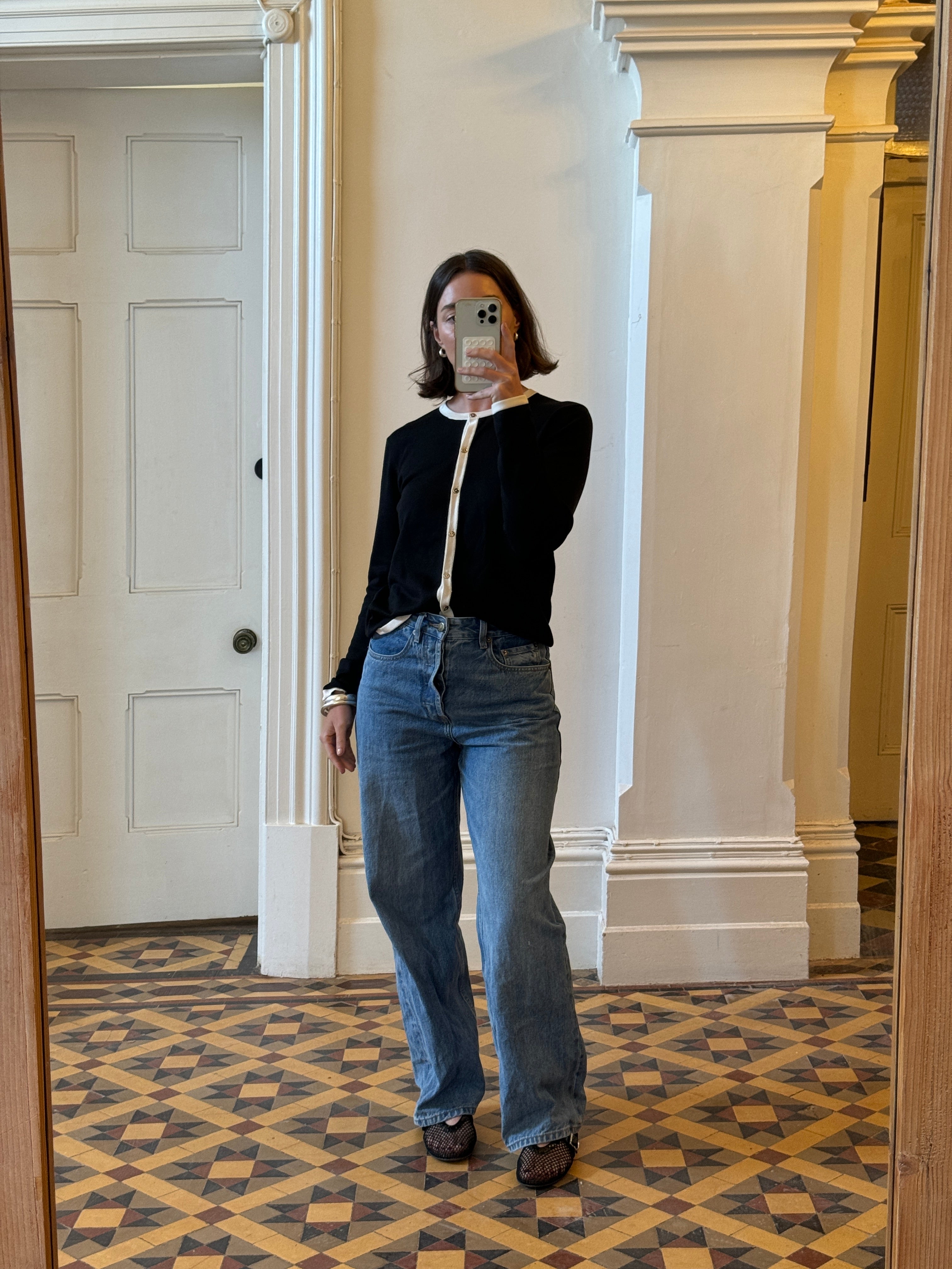 Vintage 90s Ralph Lauren Silk Blend Contrast Stitch Cardigan