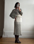 Vintage 70s Knit Batwing Midi Dress Black and Cream