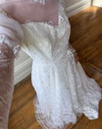 Vintage 70s Puff Sleeve Organza Ruffle Wedding Gown