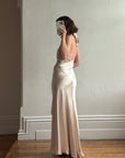 Vintage Y2K Champagne Satin Multiwear Prom Dress