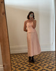 Vintage Pink Pure Silk High Waist Midi Skirt