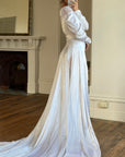 Vintage 40s Liquid Silk Satin Sheer Lace Wedding Gown
