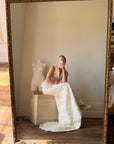 Vintage 90s Italian Organza Tie Top and Feather Skirt Bridal Set