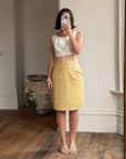 Vintage 90s Escada Butter Ostrich Leather Pencil Skirt