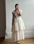 Vintage 50s Sheer Brodiere Anglaise Tiered Wedding Dress