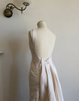 Vintage 90s Raw Silk Backless Bow Wedding Dress