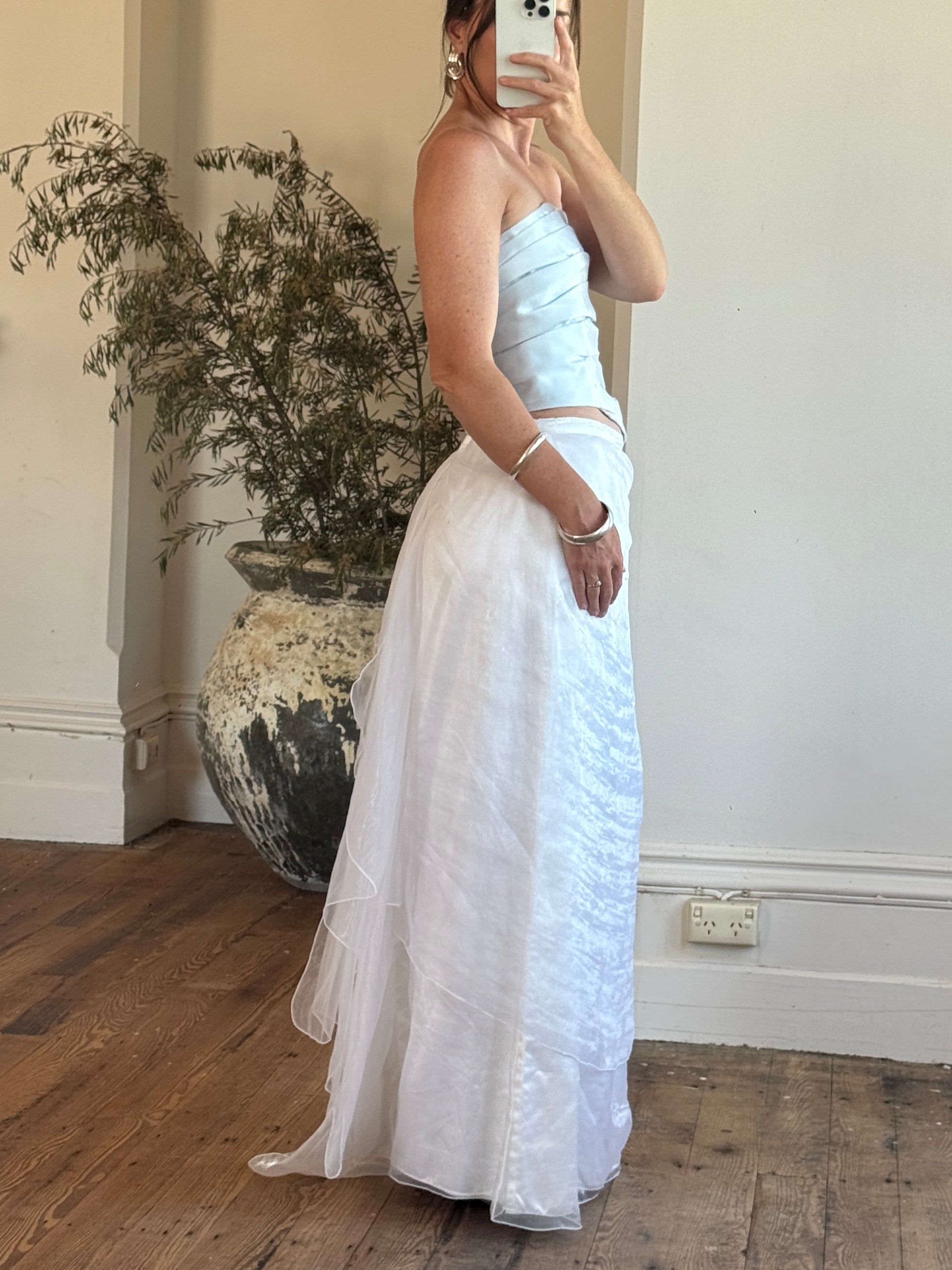 Vintage 90s Organza Prom Skirt Ivory