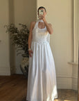 Vintage 90s Australian Made Lace Halter Satin Wedding Dress