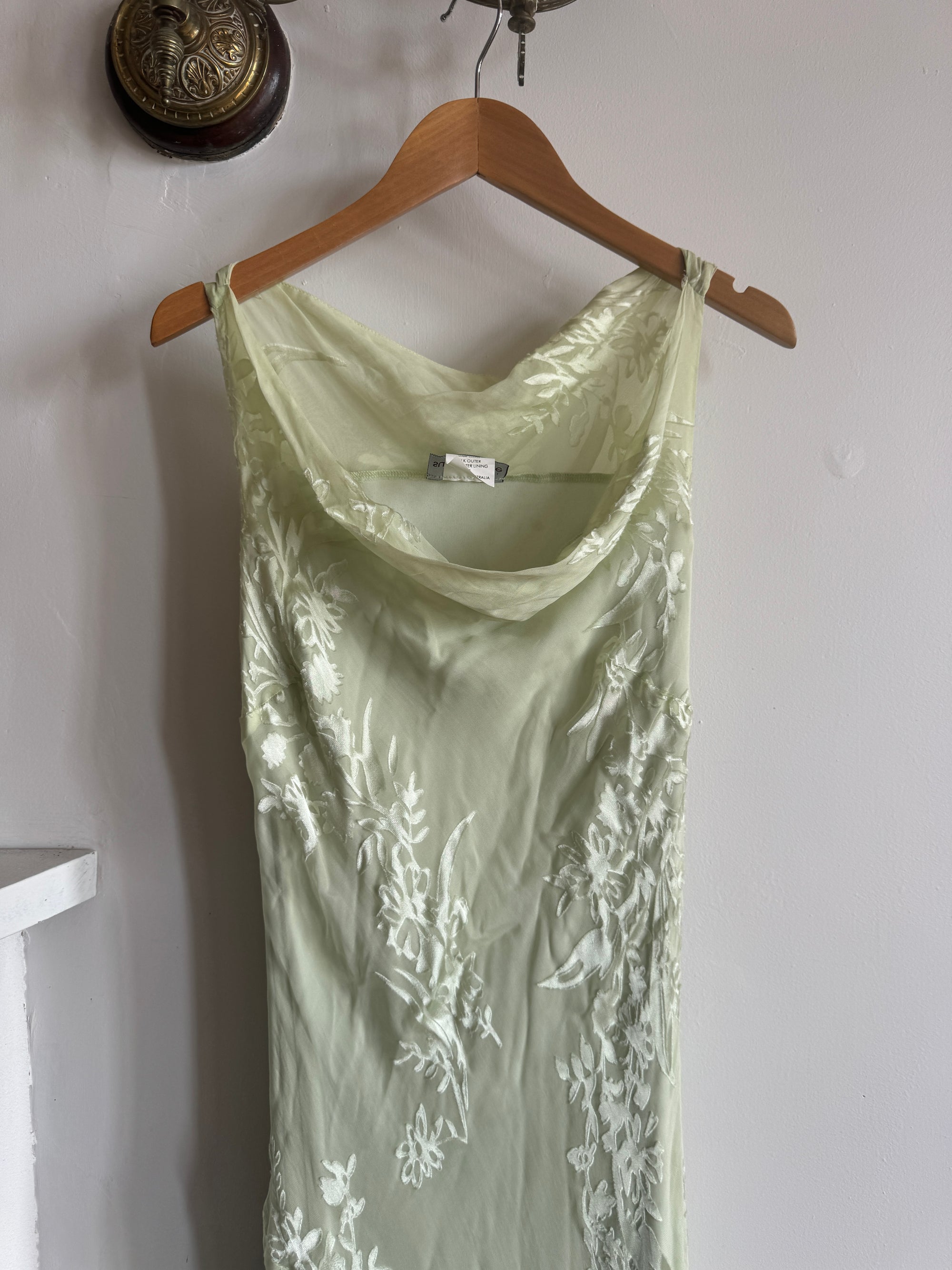 Vintage 90s Pure Silk Bias Cut Dress Apple