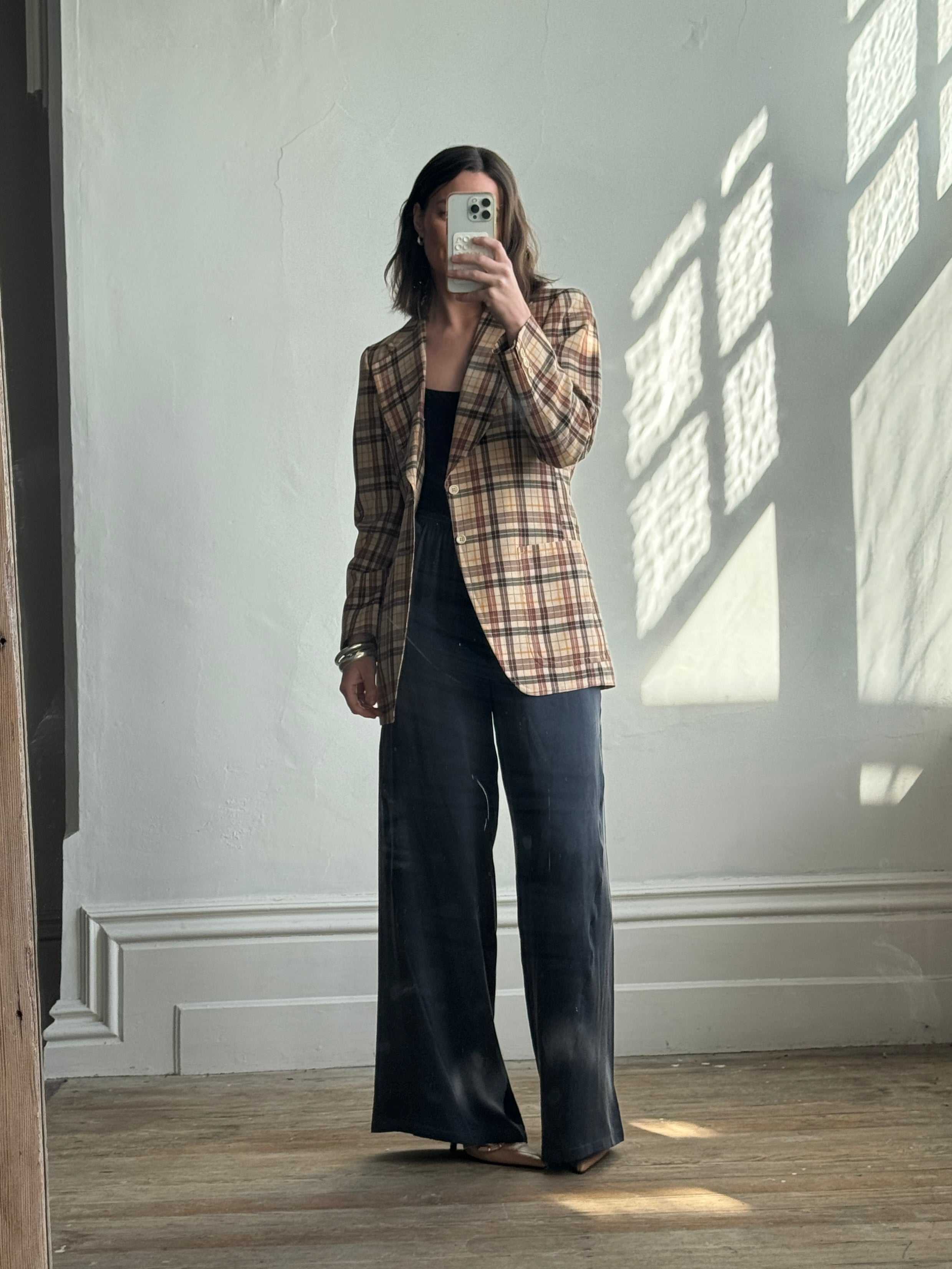 Vintage Boss Caramel Plaid Tailored Blazer