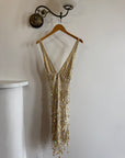 Vintage Y2K Pure Silk Sequin Tassel Disco Dress