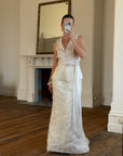 Vintage 90s Italian Organza Tie Top and Feather Skirt Bridal Set