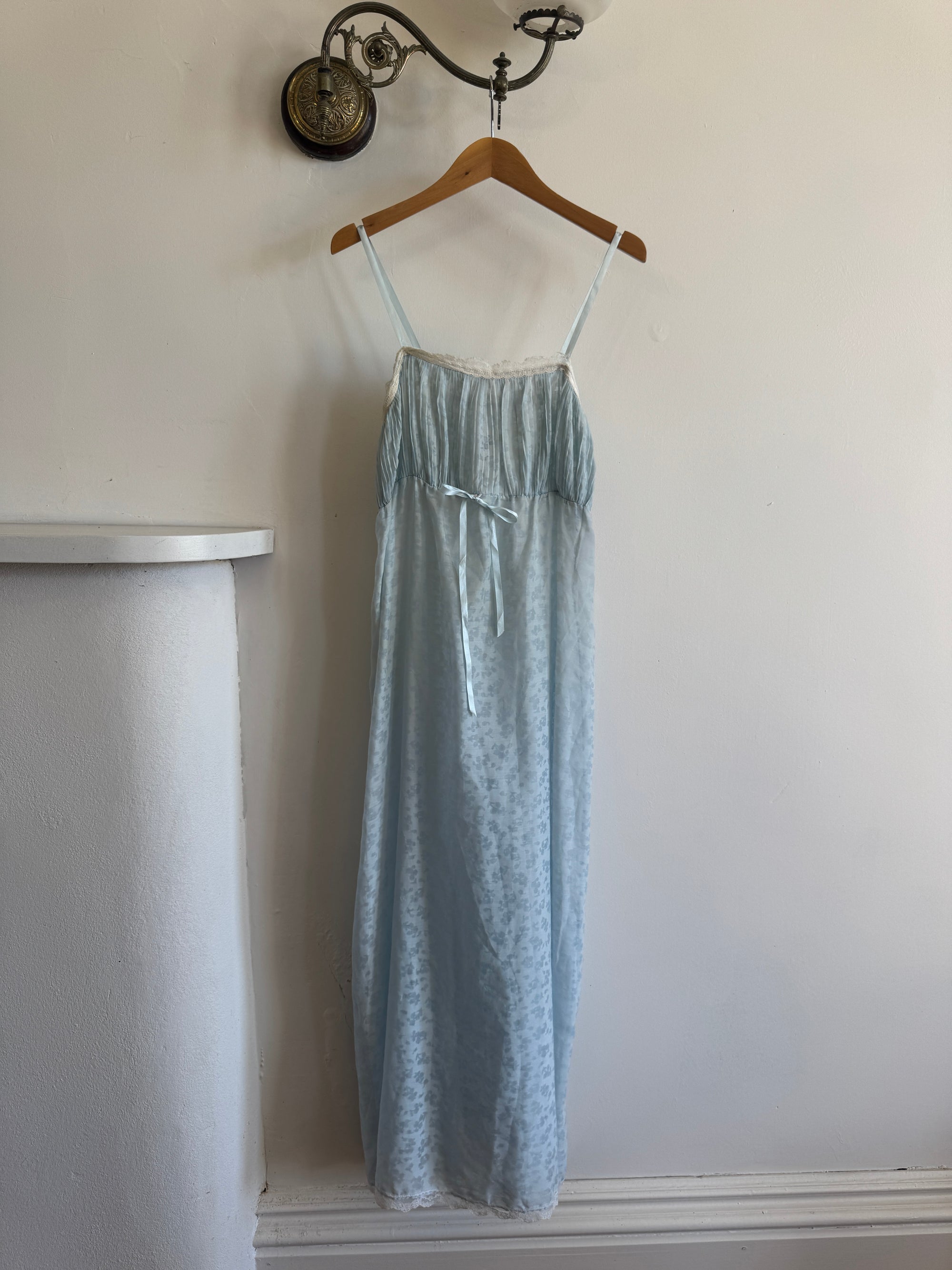 Vintage 60s Baby Blue Floral Negligee Slip