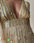 Vintage Y2K Pure Silk Sequin Tassel Disco Dress