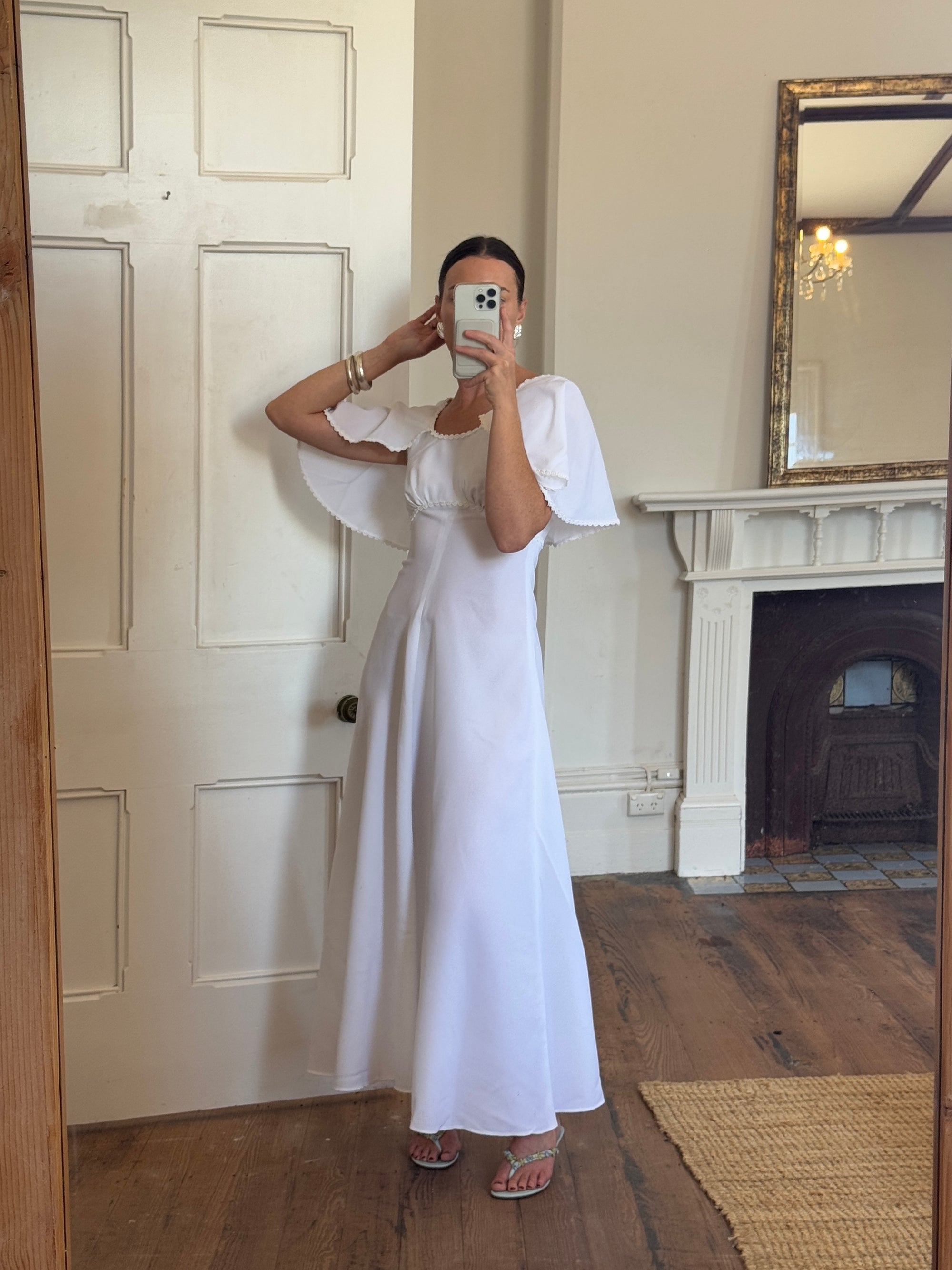 Vintage 60s Crepe Caplette Wedding Dress