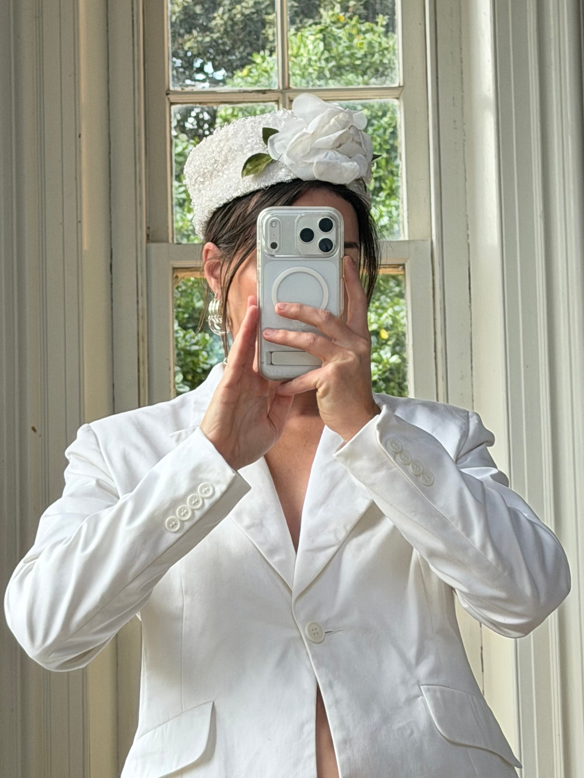 Vintage 60s 3D Floral Tulle Pillbox Hat