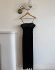 Vintage 90s Velvet Bodycon Maxi Dress with Fur Trim