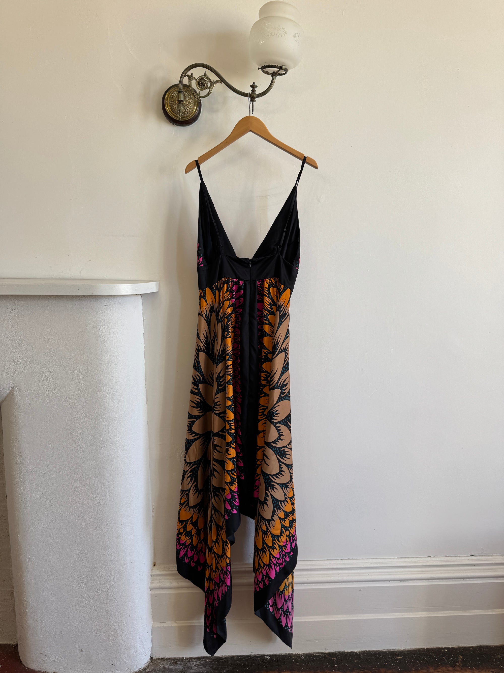 Vintage Y2K Lisa Ho Silk Scarf Dress Sunset