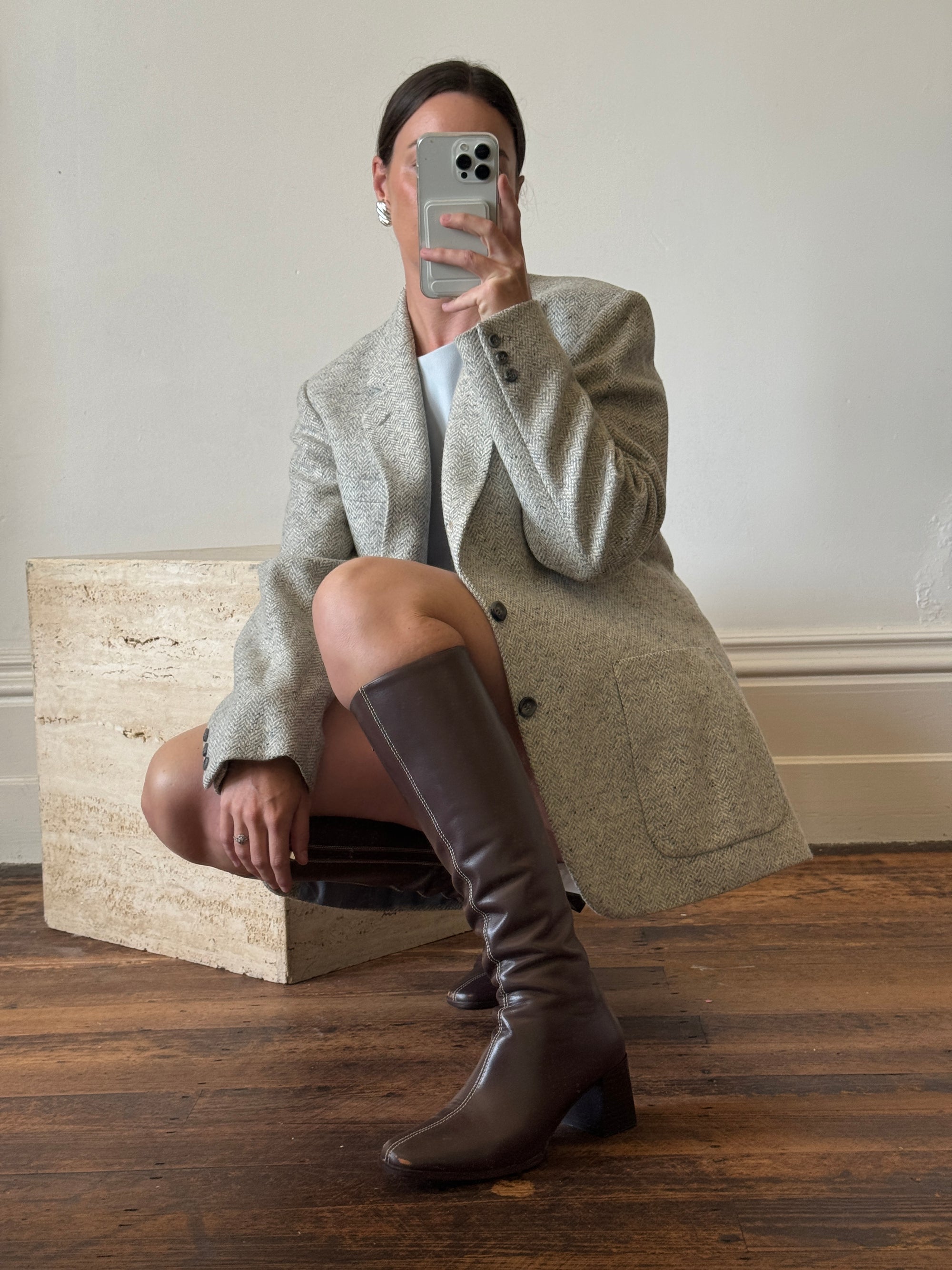 Vintage Pure Wool Light Grey Blazer