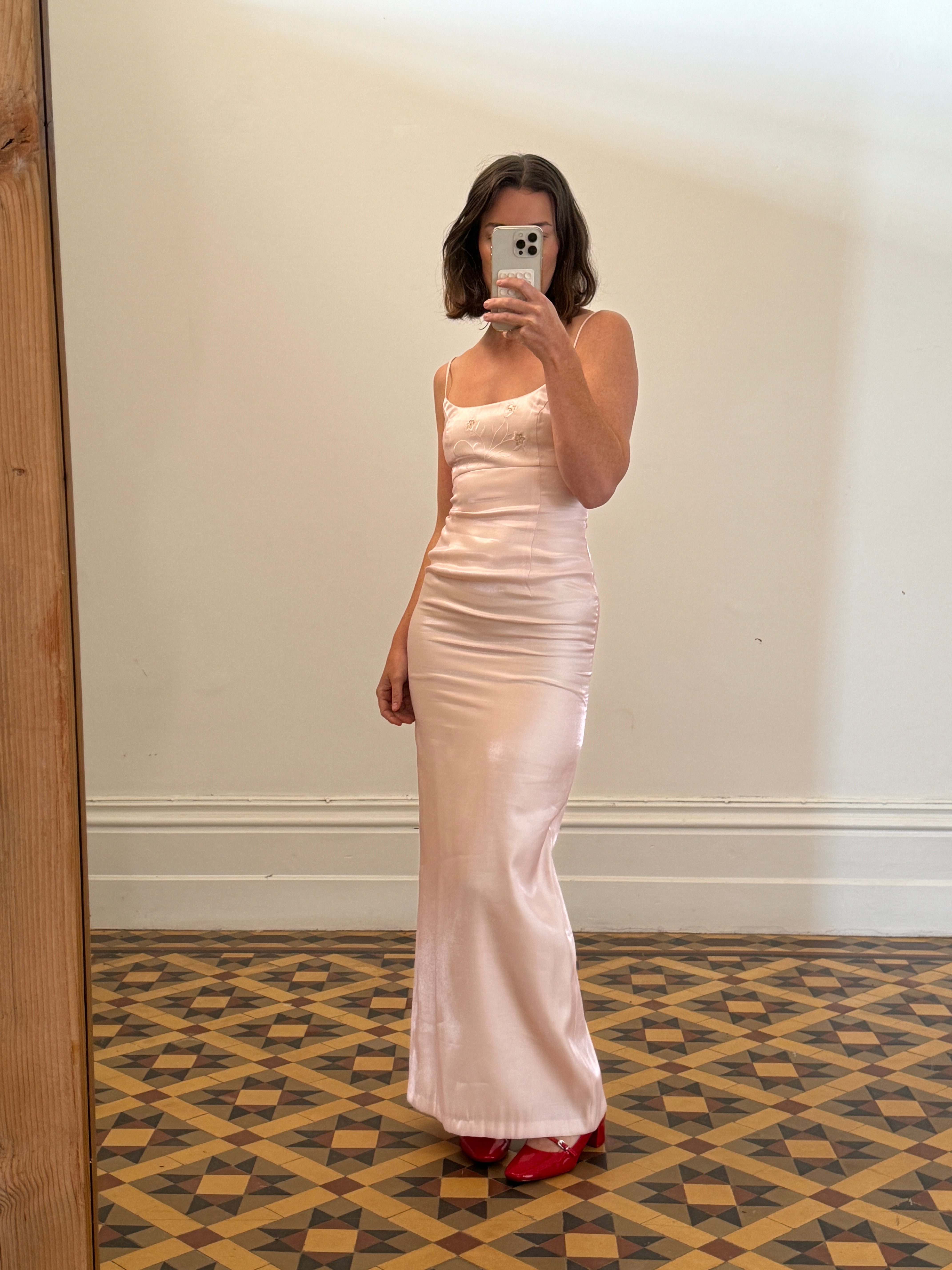 Vintage 90s Baby Pink Prom Dress