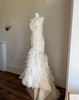 Vintage 90s Italian Plus Size Halter Ruffle Wedding Gown