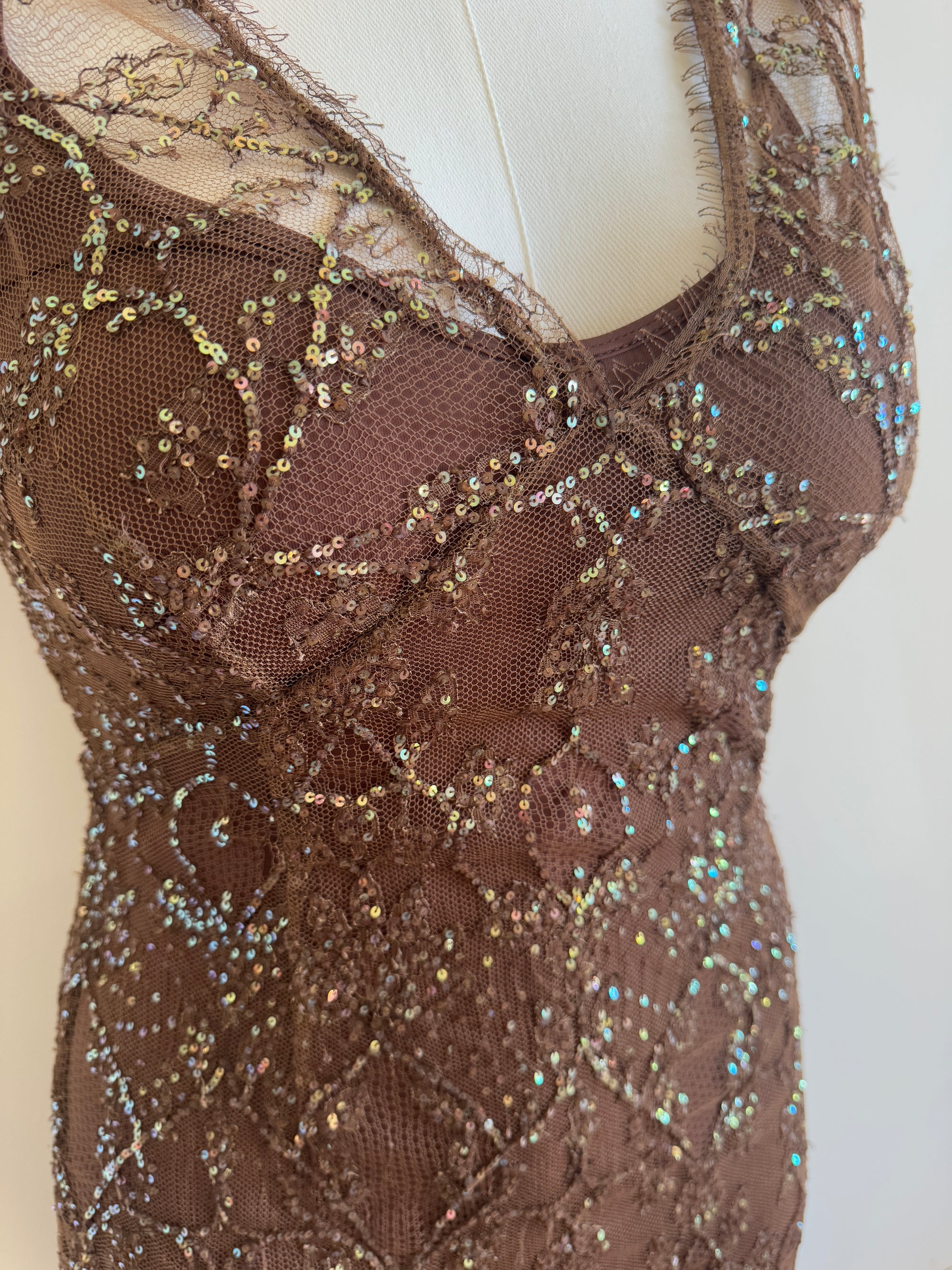 Vintage Y2K Collette Dinnigan Net Sequin Embroidery Mini