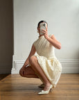 Vintage 90s Cream Broderie Anglaise Bubble Mini Dress