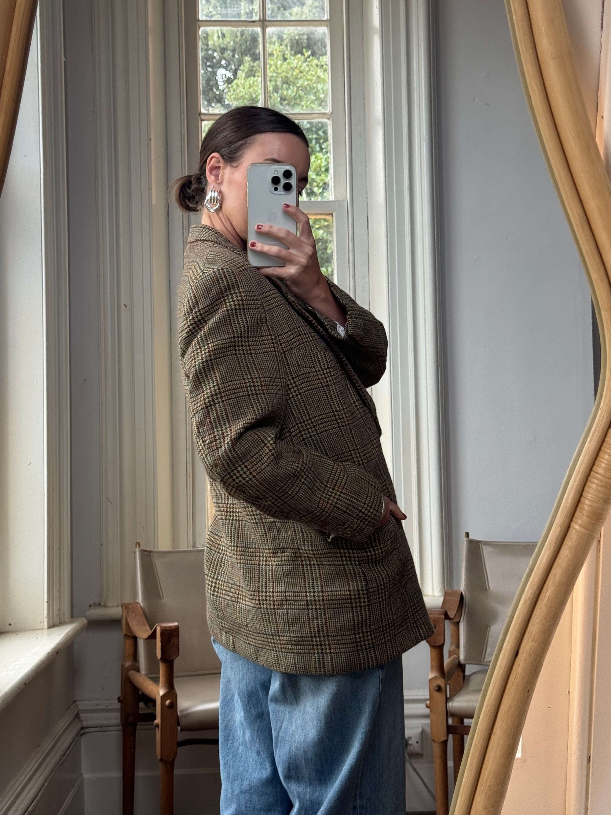 Vintage 60s Wool Plaid Blazer Multi