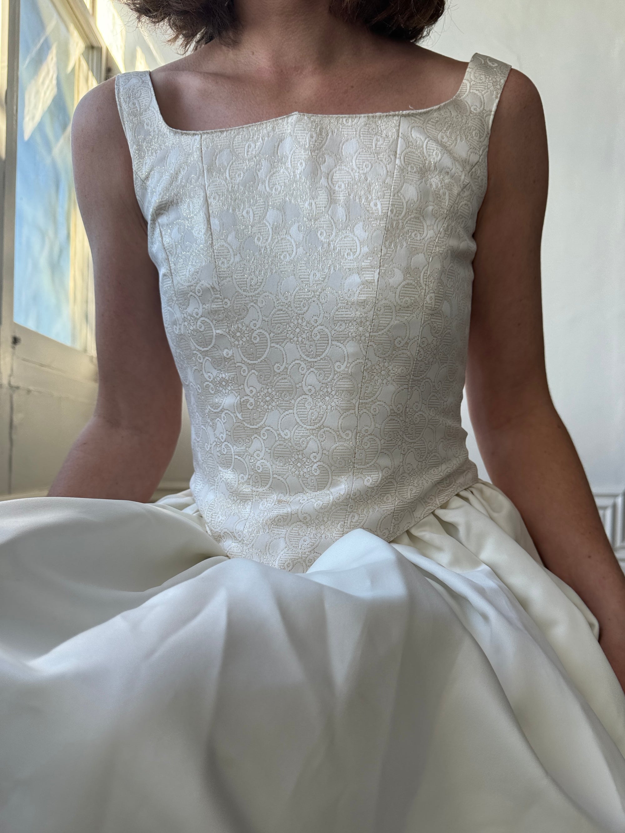 Vintage 90s Jacquard Bodice and Satin Skirt Bridal Set