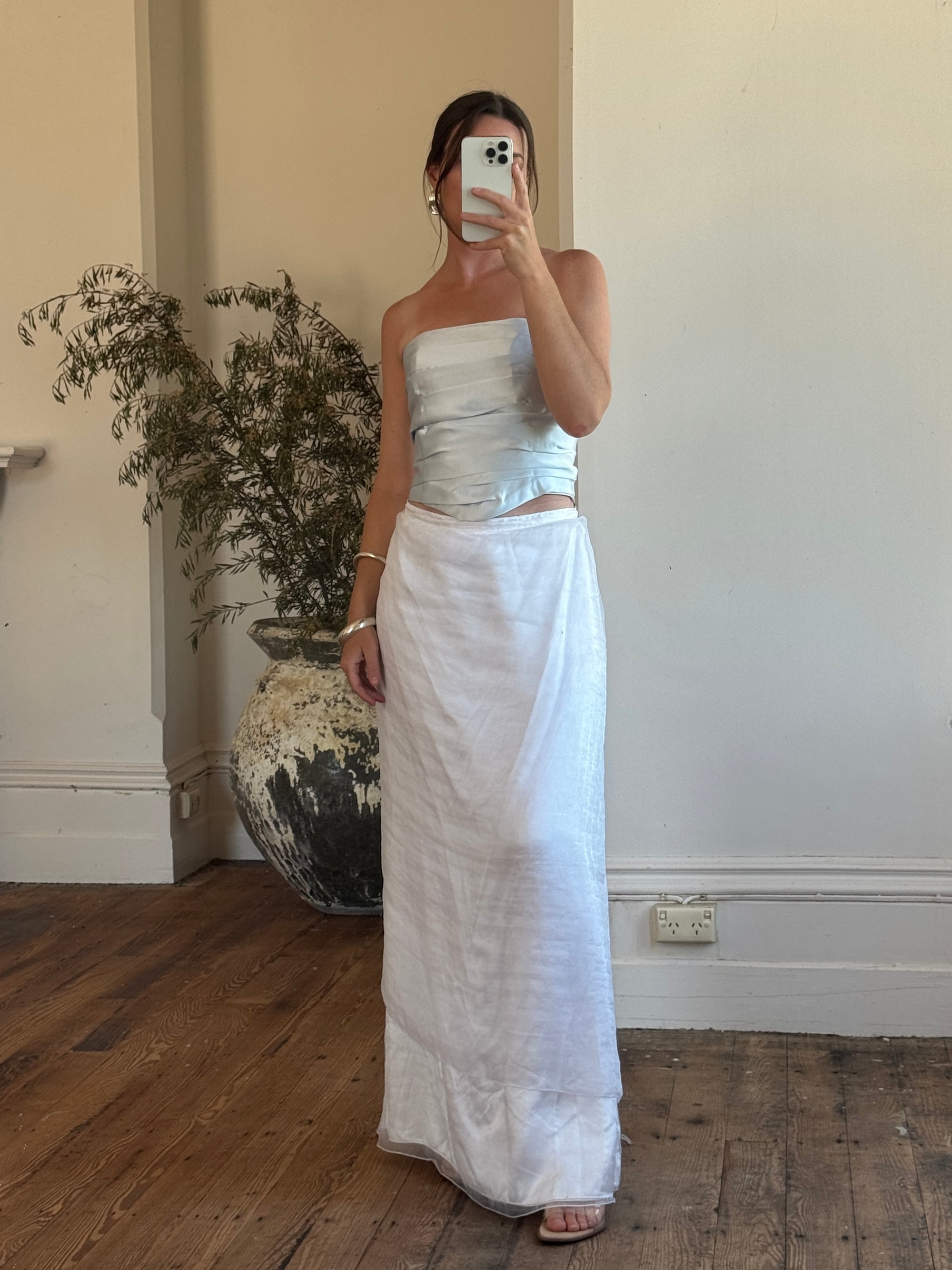 Vintage 90s Organza Prom Skirt Ivory