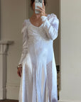 Vintage 40s Liquid Silk Satin Sheer Lace Wedding Gown