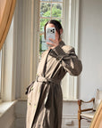Vintage 70s Showerproof Double Breasted Trench Coat Olive