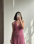 Vintage Y2K Australian Made Dusty Pink Jersey Dress With Silver Buckle