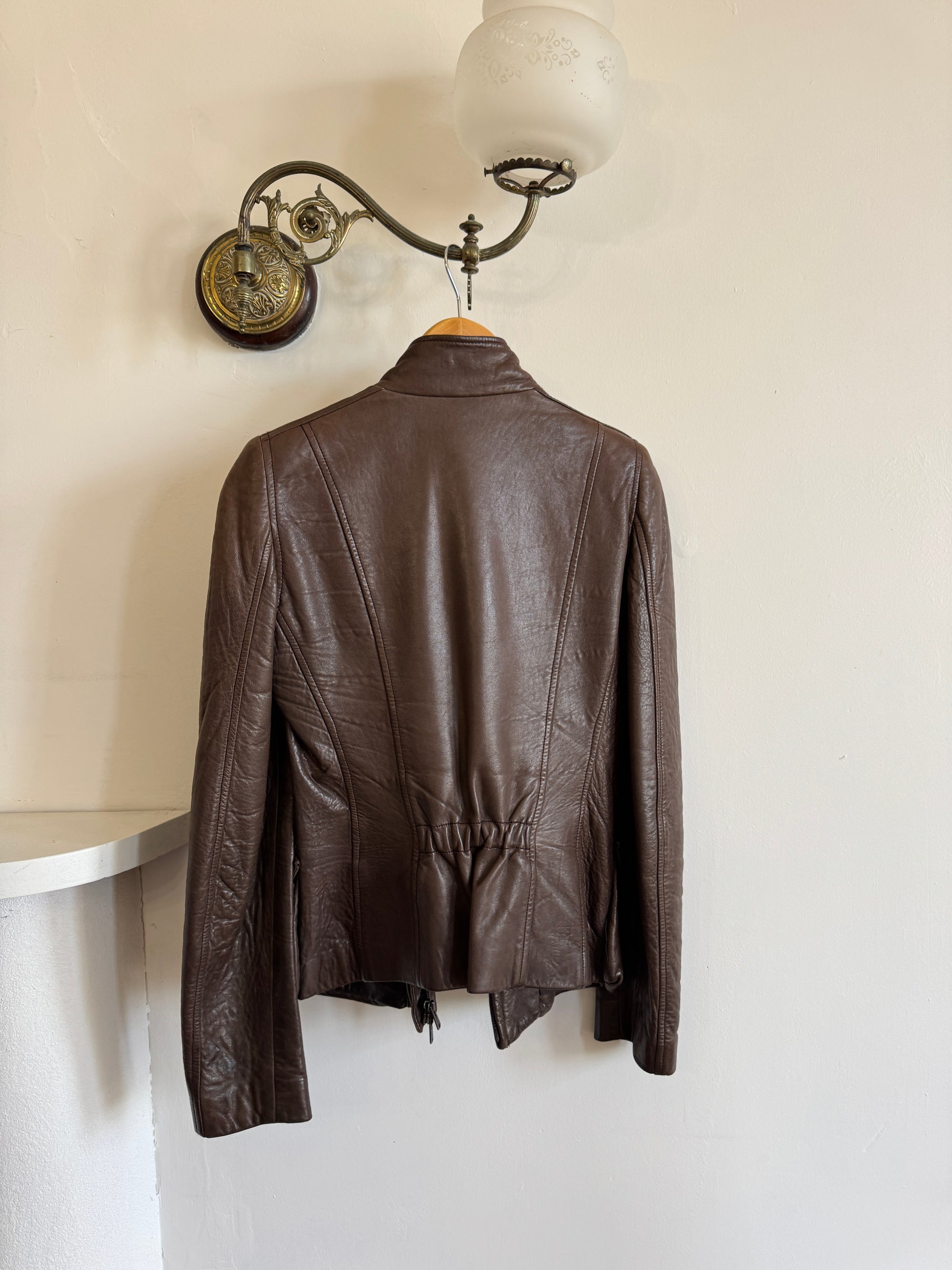 Vintage Y2K YSL Rive Gauche Leather Jacket Chocolate