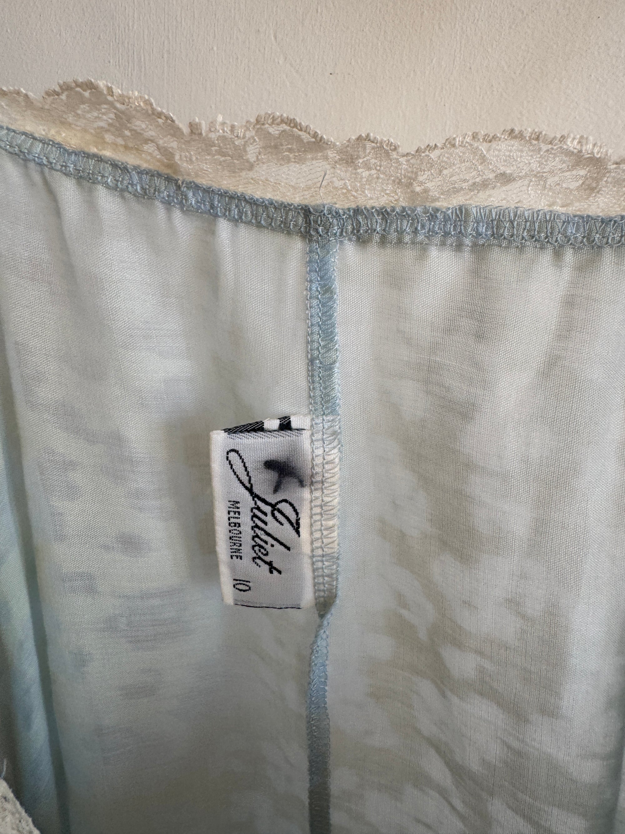 Vintage 60s Baby Blue Floral Negligee Slip