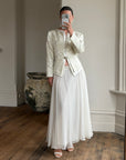 Vintage 90s Jacquard Rhinestone Jacket and Chiffon Bridal Skirt Set
