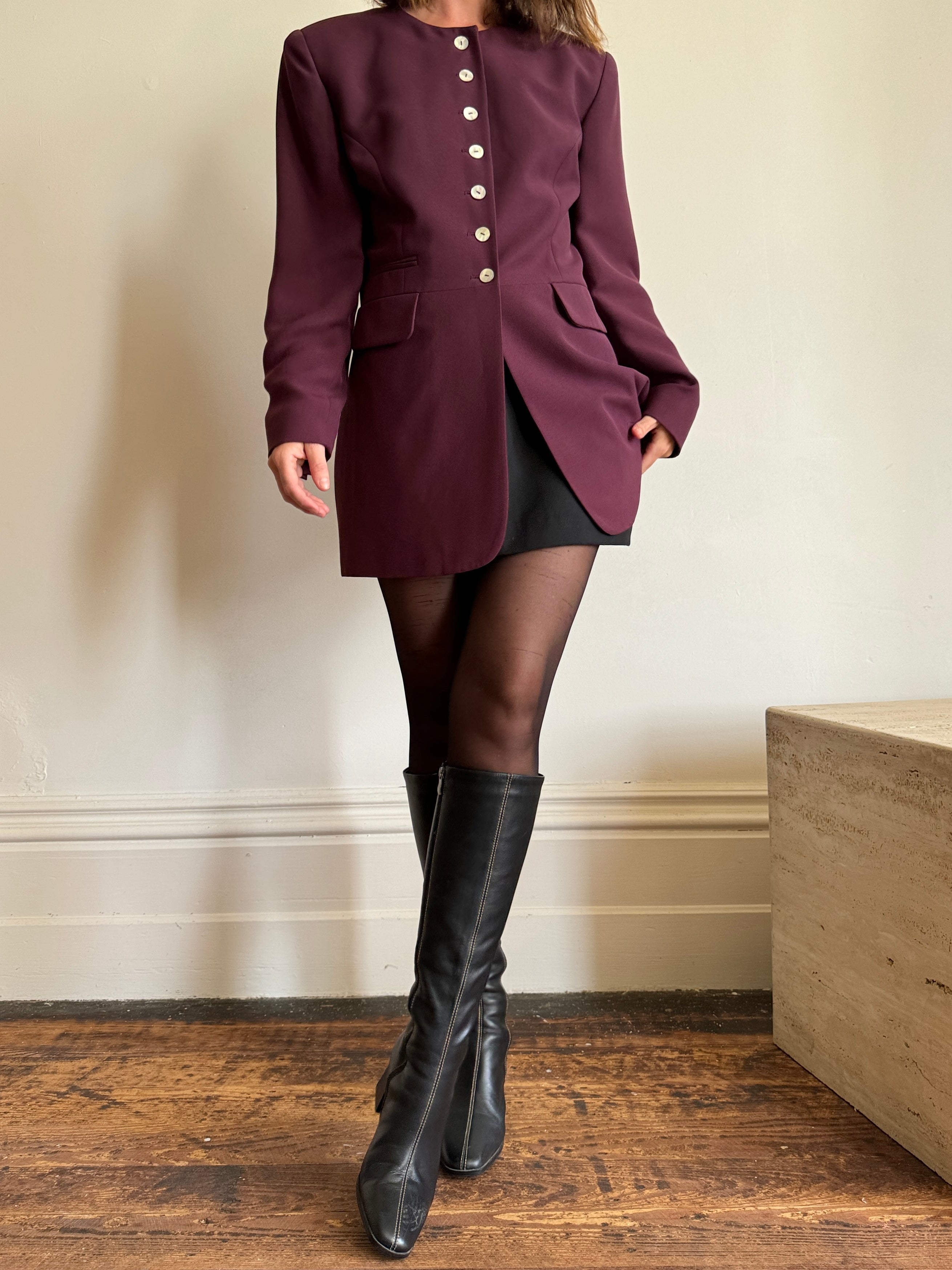 Vintage 90s Plum Button Up Blazer Dress